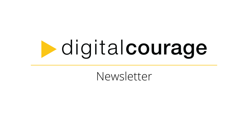 Logo von Digitalcourage und das Wort „Newsletter“