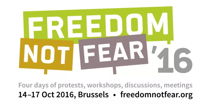 Banner von "Freedom not Fear".
