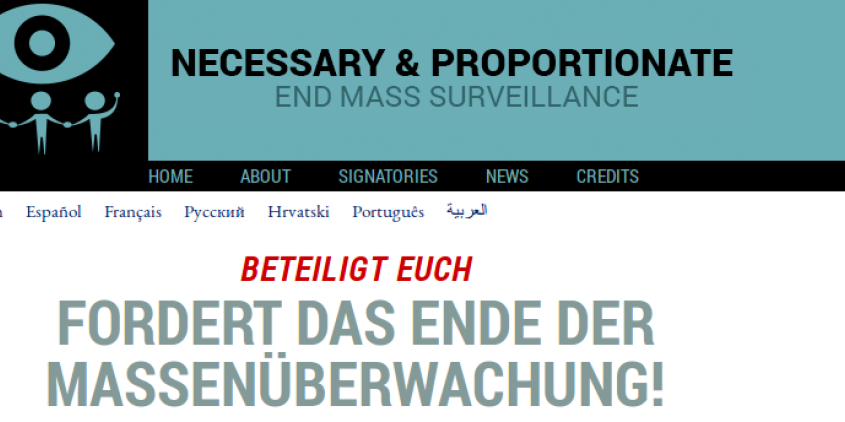 Screenshot: „Fordert das Ende der Massenüberwachung!“