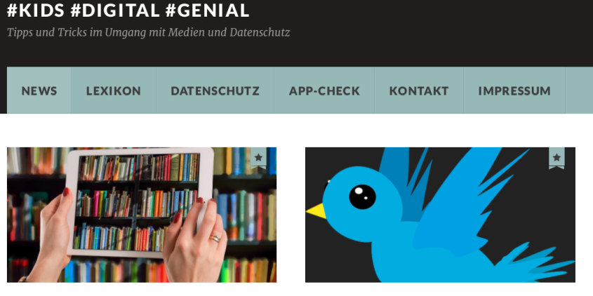 Screenshot der Startseite von #kids #digital #genial