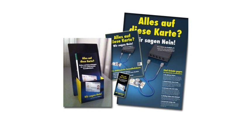 Aufsteller und Flyer zu „Alles auf diese Karte?“