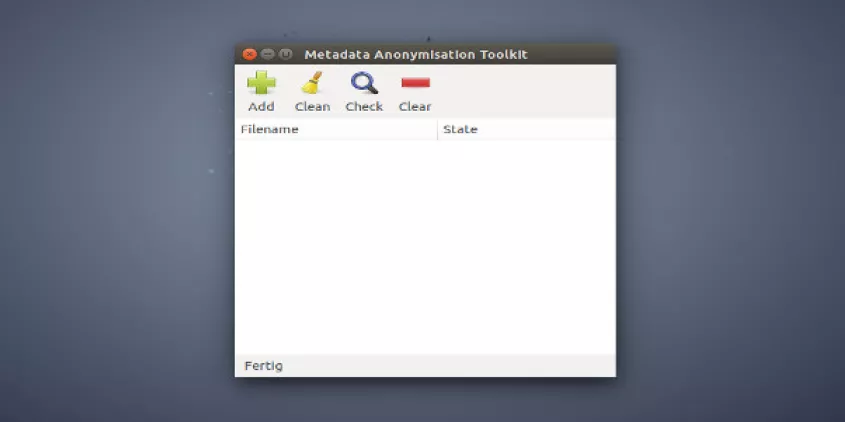 Screenshot vom Metadata Anonymisation Toolkit.