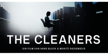 Kinoplakat The Cleaners (Silhouette einer Person, die in einem Großraumbüro sitzt).