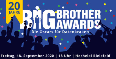 Banner der BigBrotherAwards 2020.