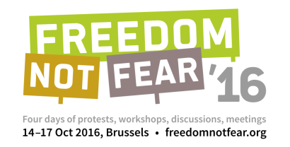 Banner von "Freedom not Fear".