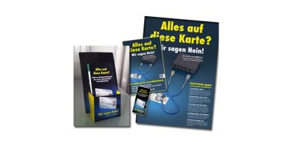 Aufsteller und Flyer zu „Alles auf diese Karte?“