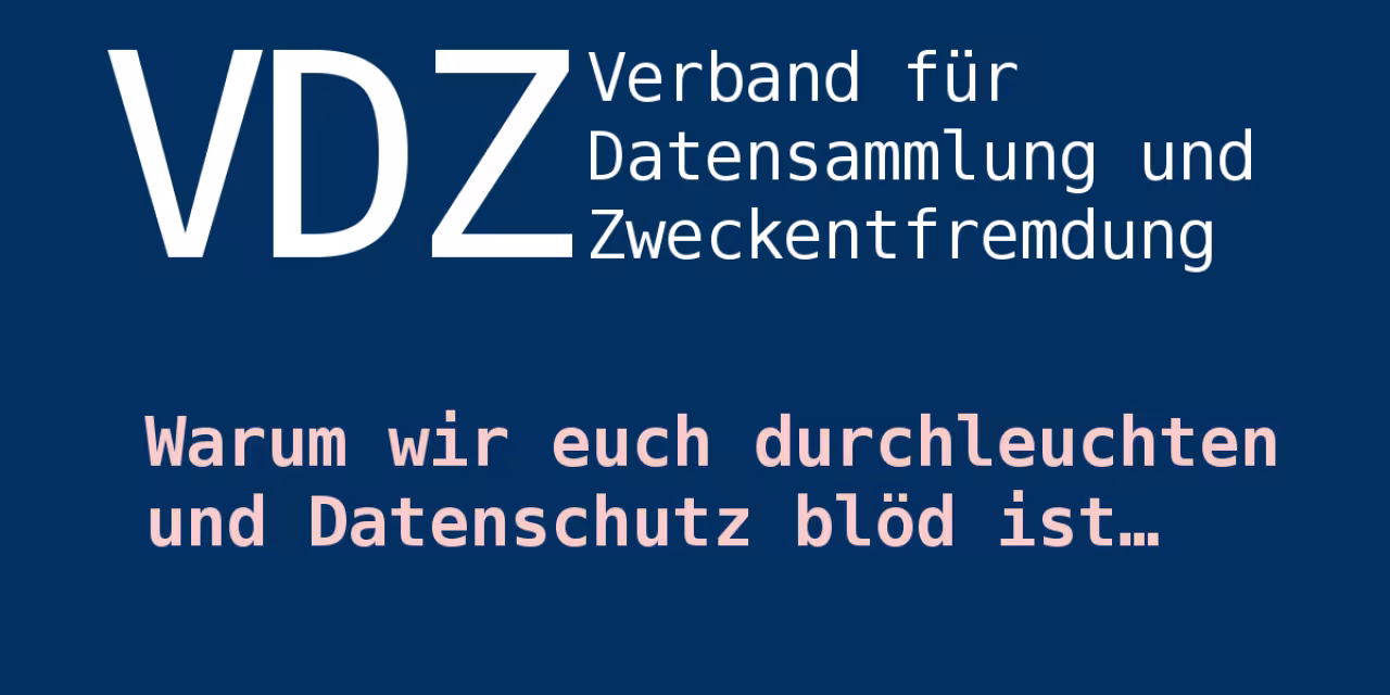 Titelbild: Logo des „Verbands für Datensammlung und Zweckentfremdung“ (VDZ)