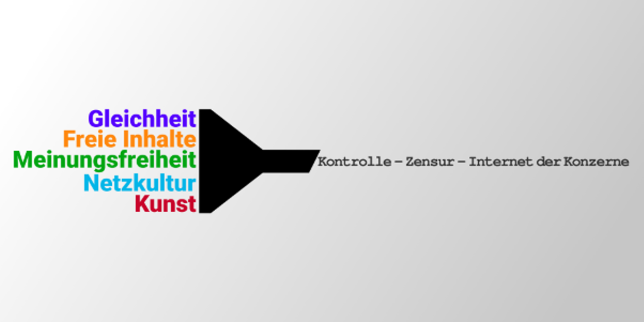 Grafik: Ein Trichter filtert Wörter.