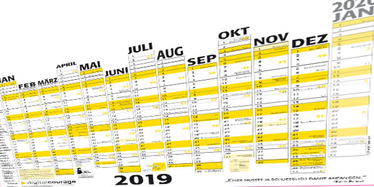 Unser Kalender zur Planung weltrettender Taten im Jahr 2019.