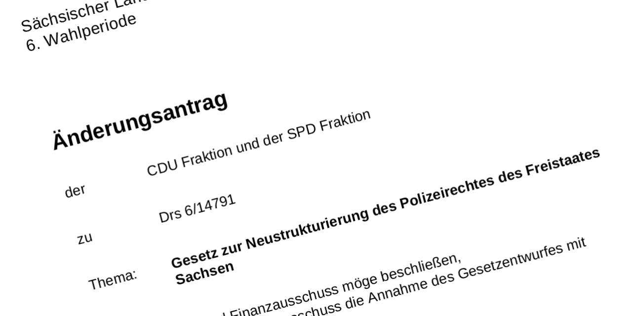Screenshot des Änderungsantrags zum Polizeigesetz Sachsen.