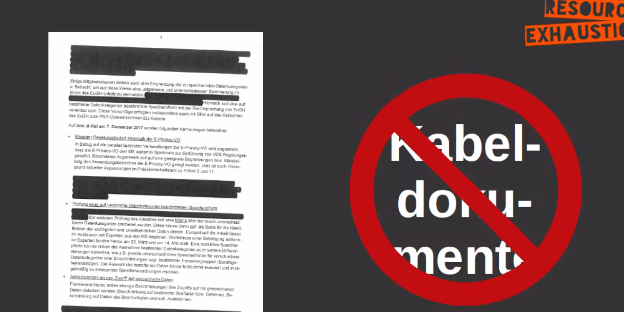 Eingescannter Breif. Rechts daneben durchgestrichen: „Kabeldokument“.