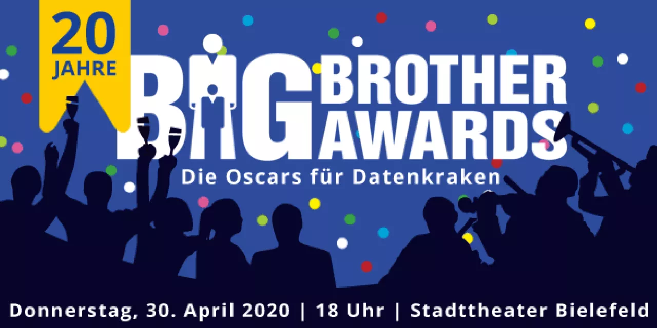 Banner der BigBrotherAwards 2020.