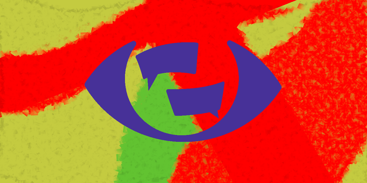 Das Logo von „ChatkontrolleSTOPPEN!“ in lila vor den Farben der Ampelkoalition: rot, grün und gelb.