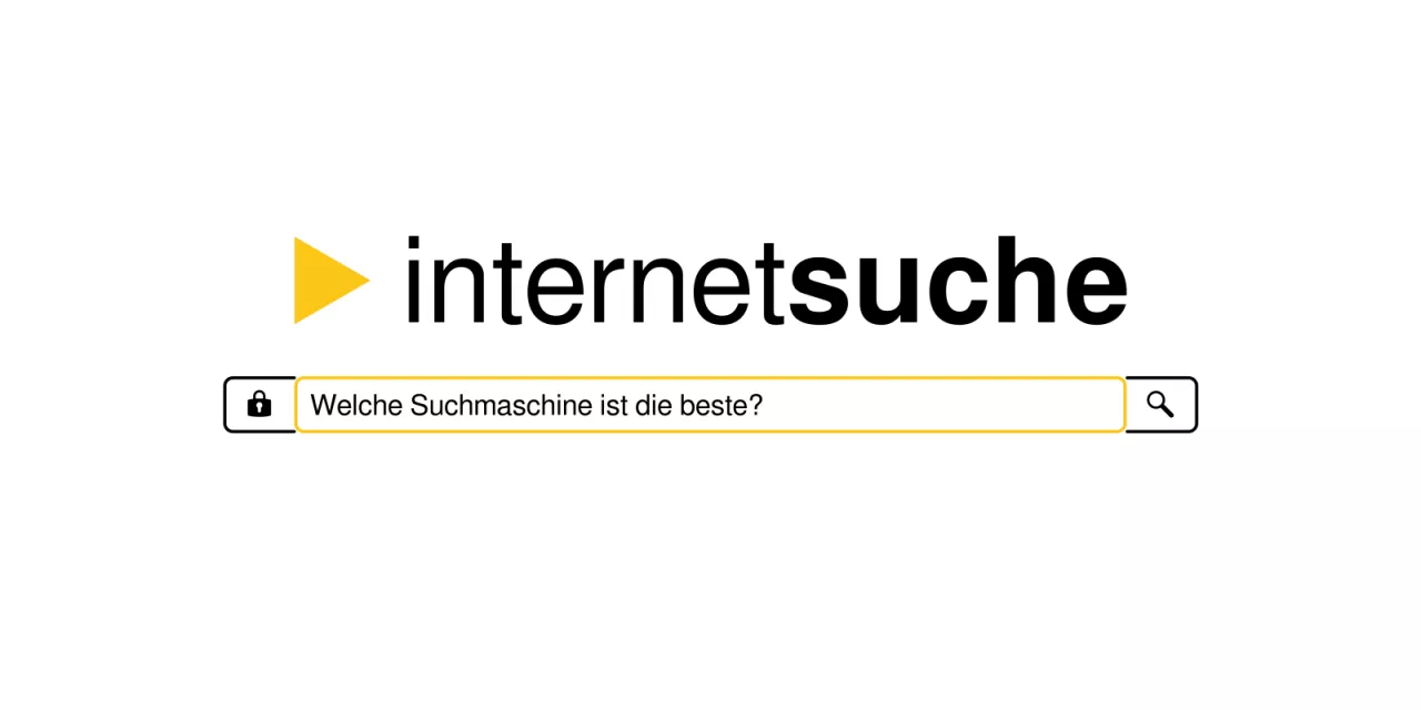 Suchleiste einer imaginären Suchmaschine mit der Frage: „Welche Suchmaschine ist die beste?“