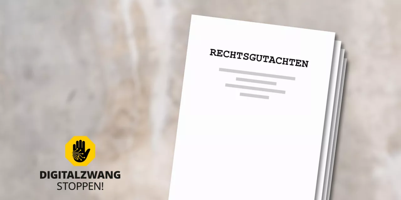 Symbolbild: Rechtsgutachten – Grafik eines Papierstapfels mit der Aufschrift „Rechtsgutachten“.