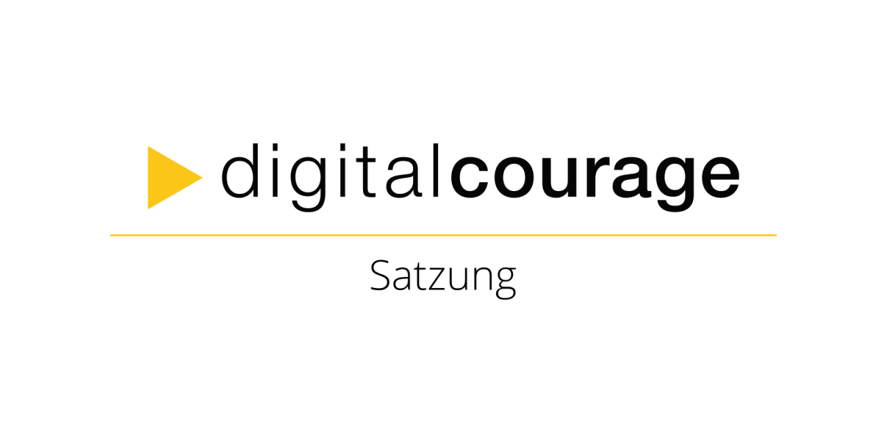 Das Digitalcourage-Logo und darunter das Wort „Satzung“.