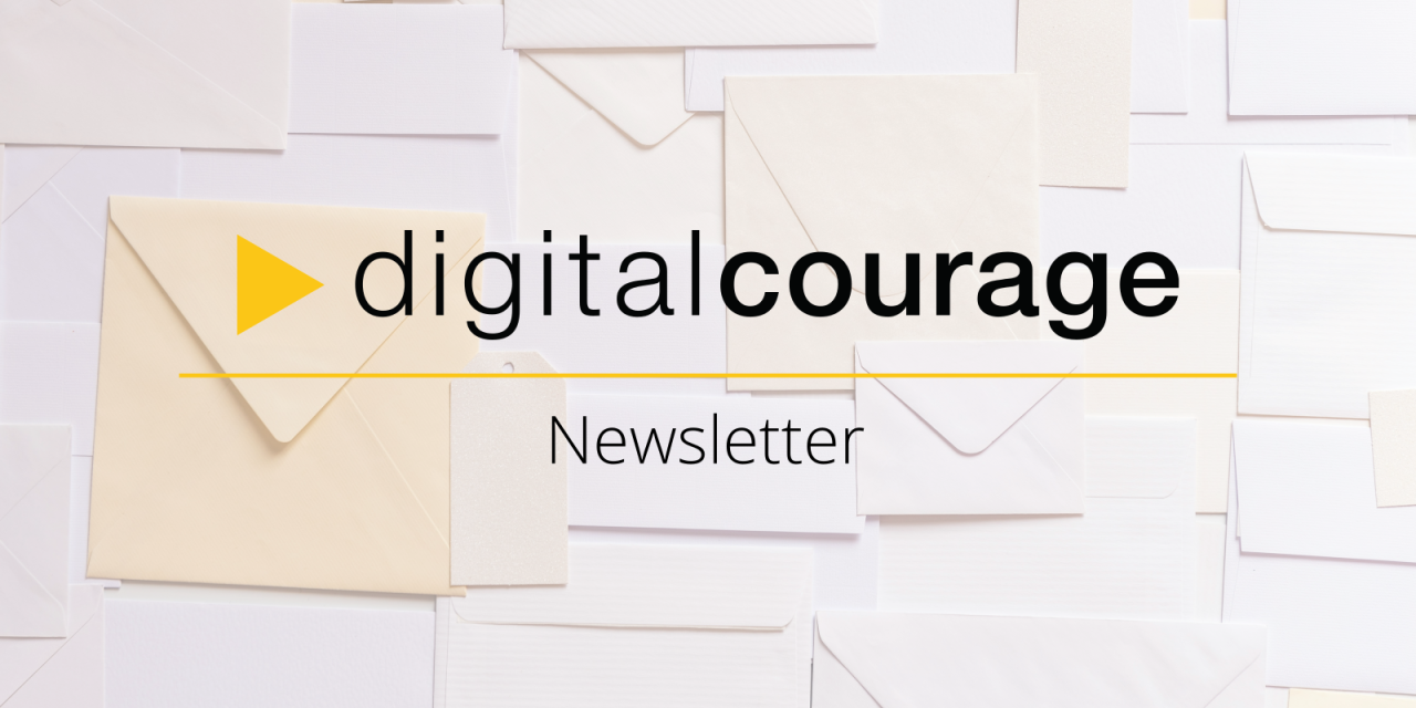 Viele unterschiedliche Briefe. Darüber der Text: „Digitalcourage Newsletter“