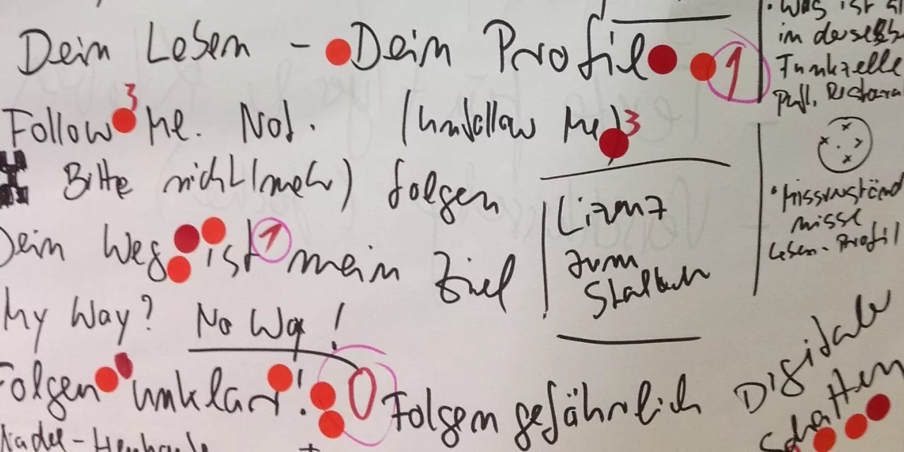 Aufzeichnungen auf einer Flipchart.