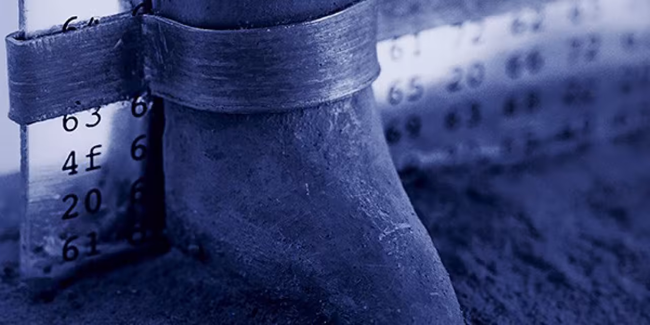 Detailaufnahme der BBA-Statue (angeketteter Fuß).