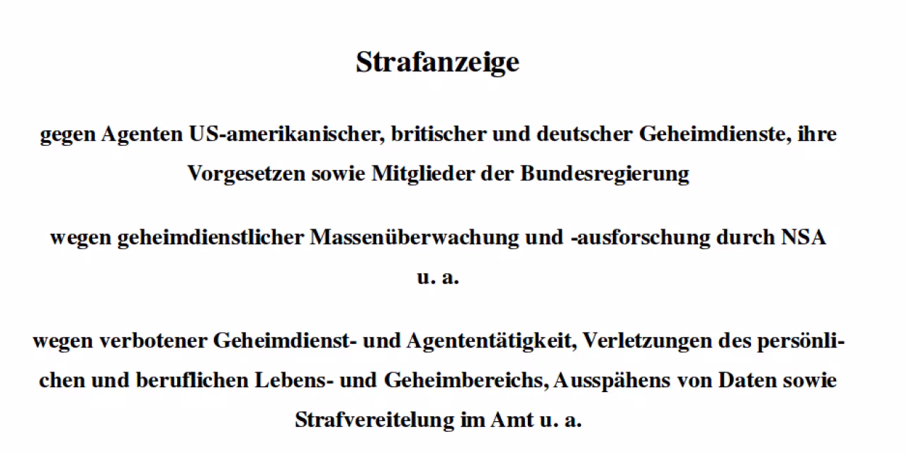 Screenshot von einer Strafanzeige gegen die Bundesregierung (Ausschnitt).