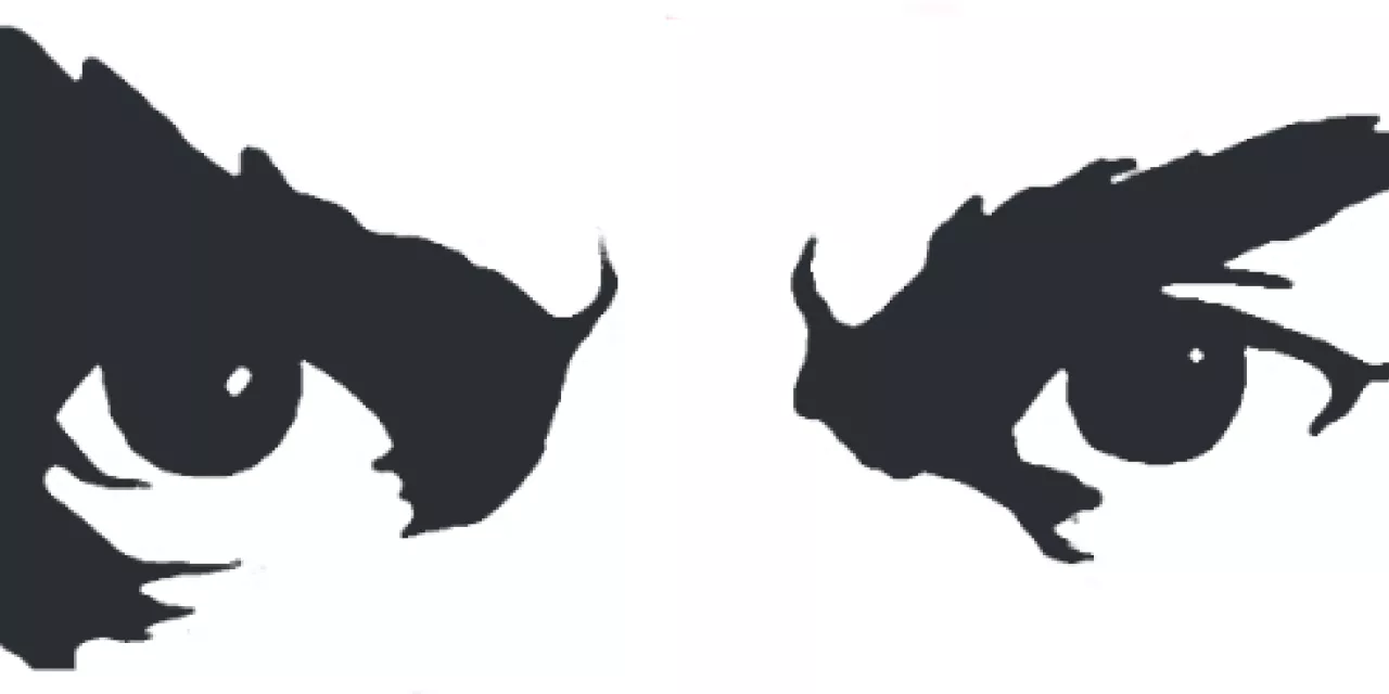 Illustration von einem grimmig schauenden Augenpaar.