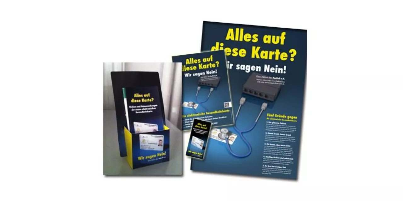 Aufsteller und Flyer zu „Alles auf diese Karte?“