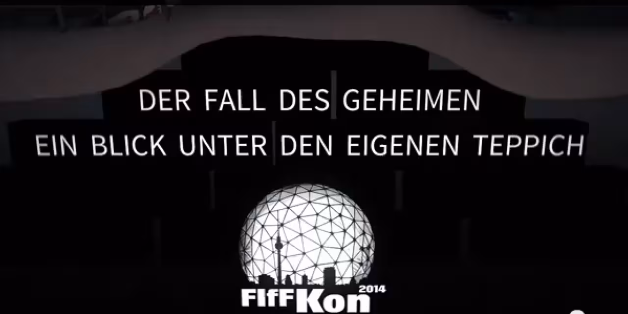 Grafik: „Der Fall des Geheimen. Ein Blick unter den eigenen Teppich.“ von der FIfFKon 2014.