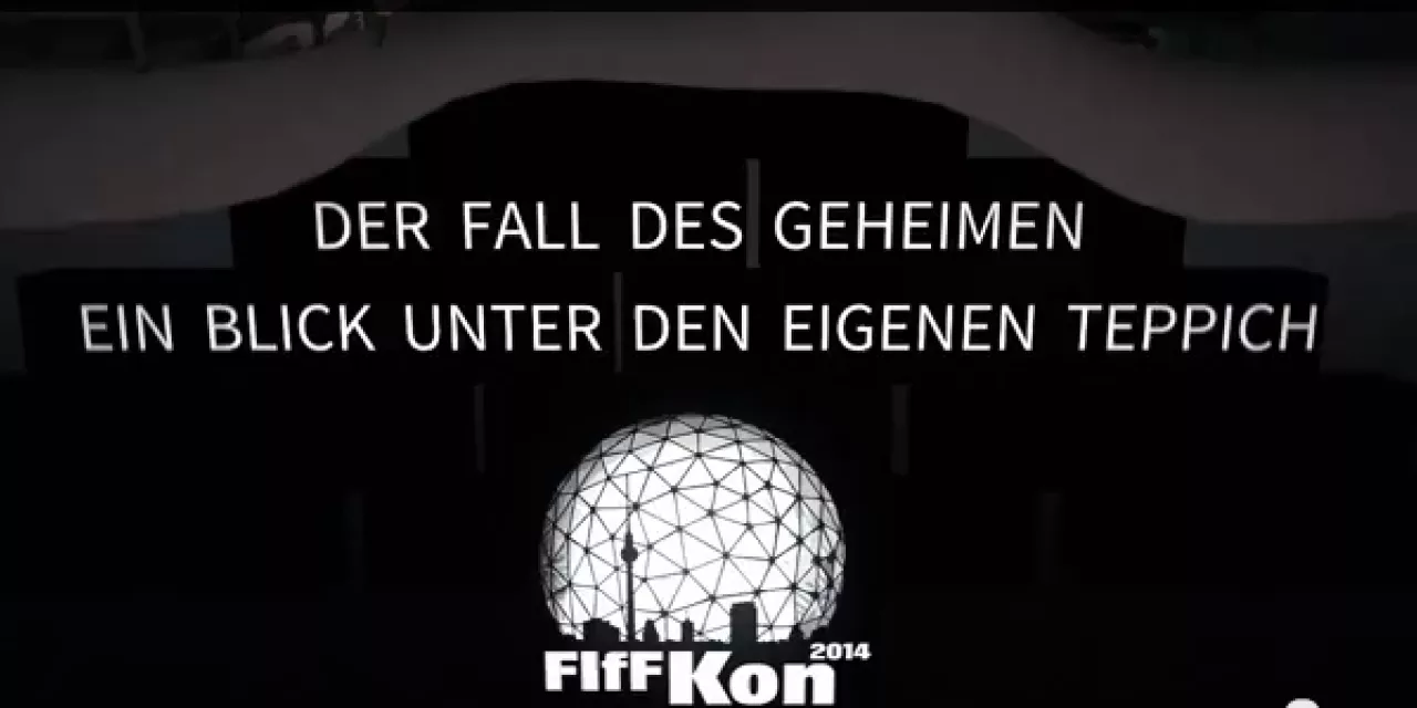 Grafik: „Der Fall des Geheimen. Ein Blick unter den eigenen Teppich.“ von der FIfFKon 2014.