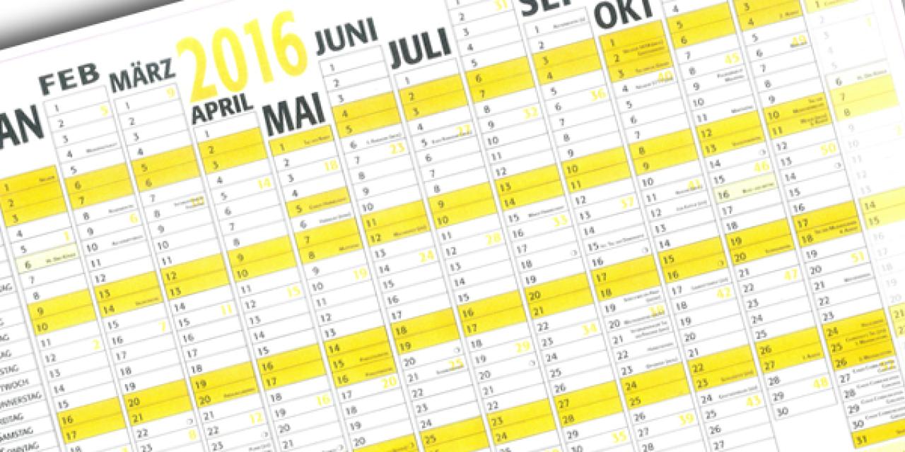 Der Digitalcourage-Wandkalender für das Jahr 2016.