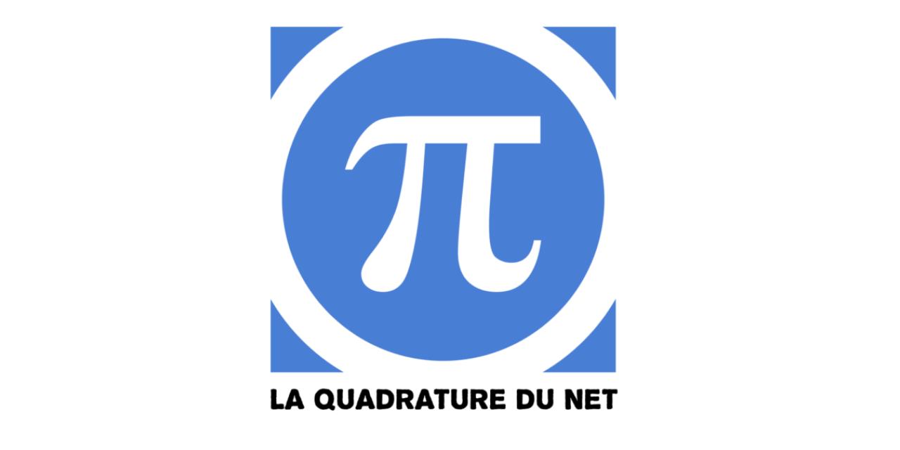 Logo von „La Quadrature du Net“ (weißes Pi-Symbol in blauem Kreis).