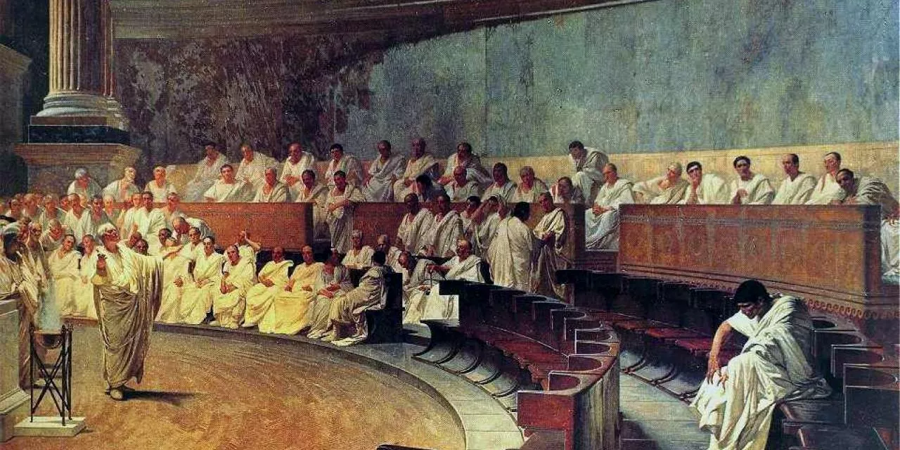 Gemälde von Cesare Maccari: Cicero Denounces Catiline.