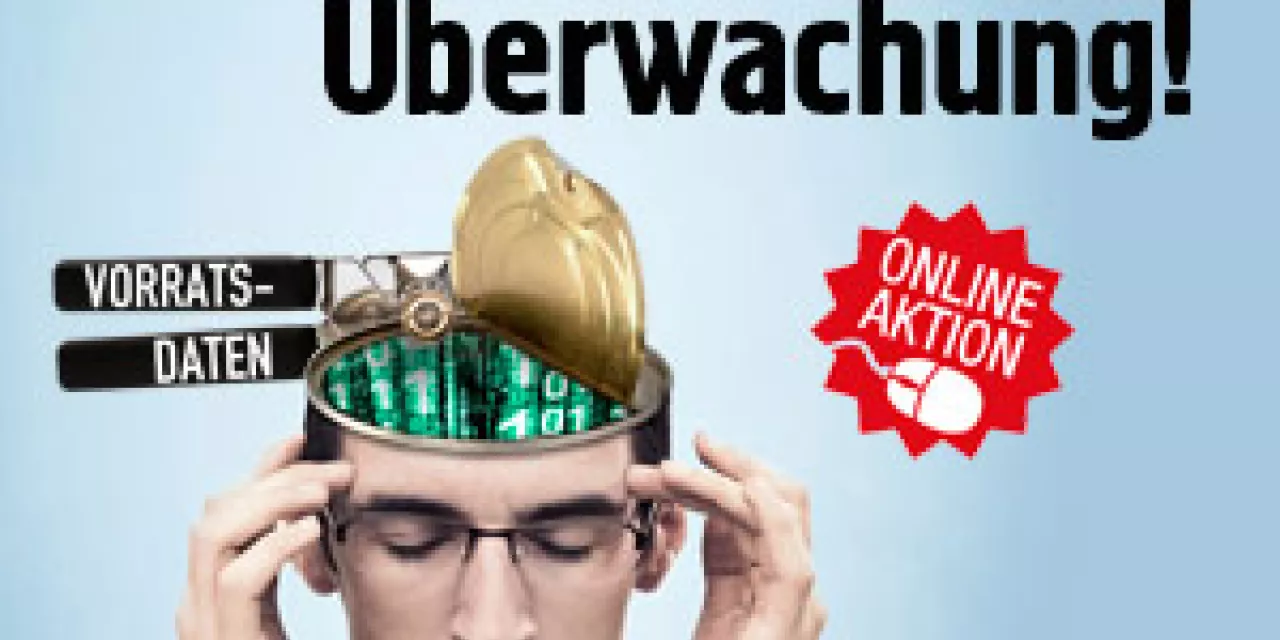 Banner von campact zur Vorratsdatenspeicherung.