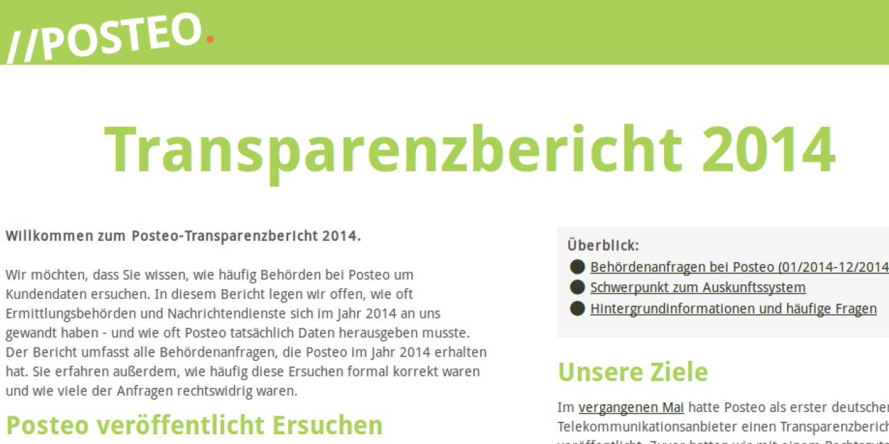 Screenshot von posteos Transparenzbericht 2014.
