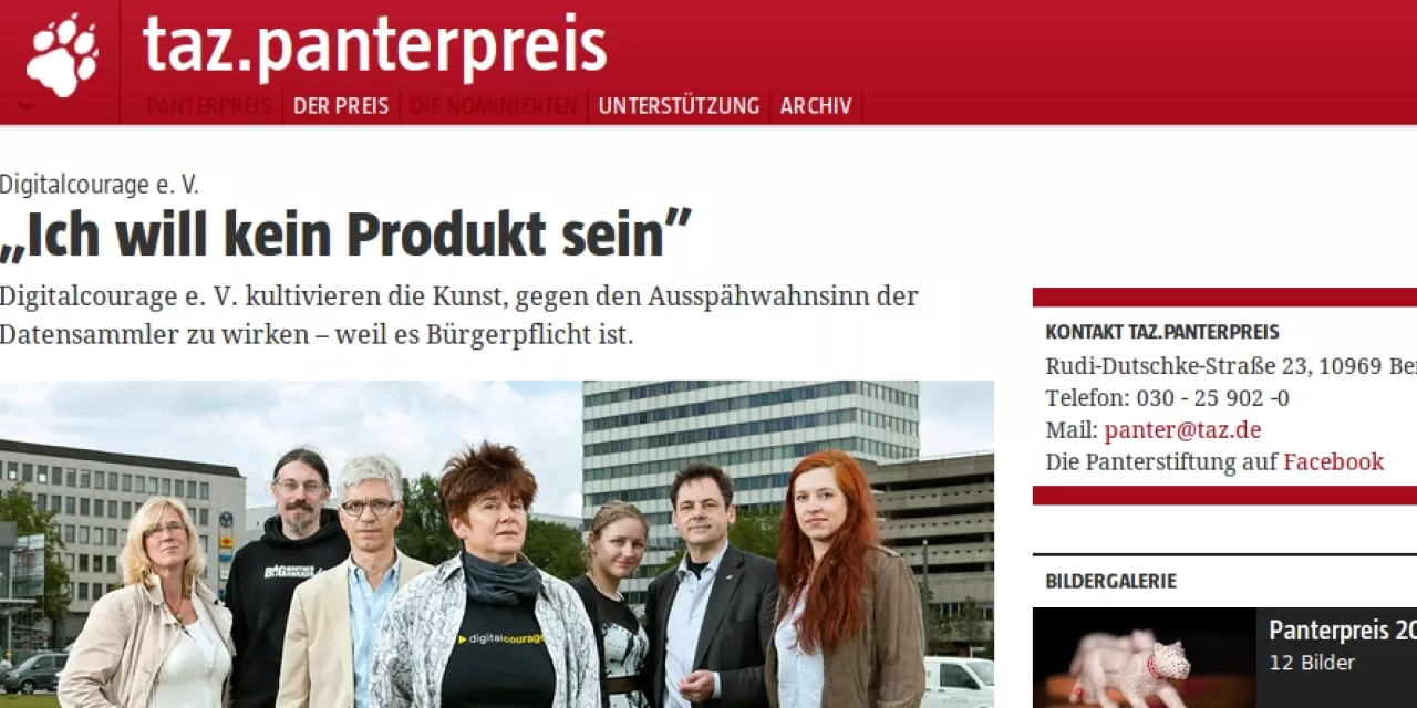 Screenshot eines taz-Artikels („Ich will kein Produkt sein“).