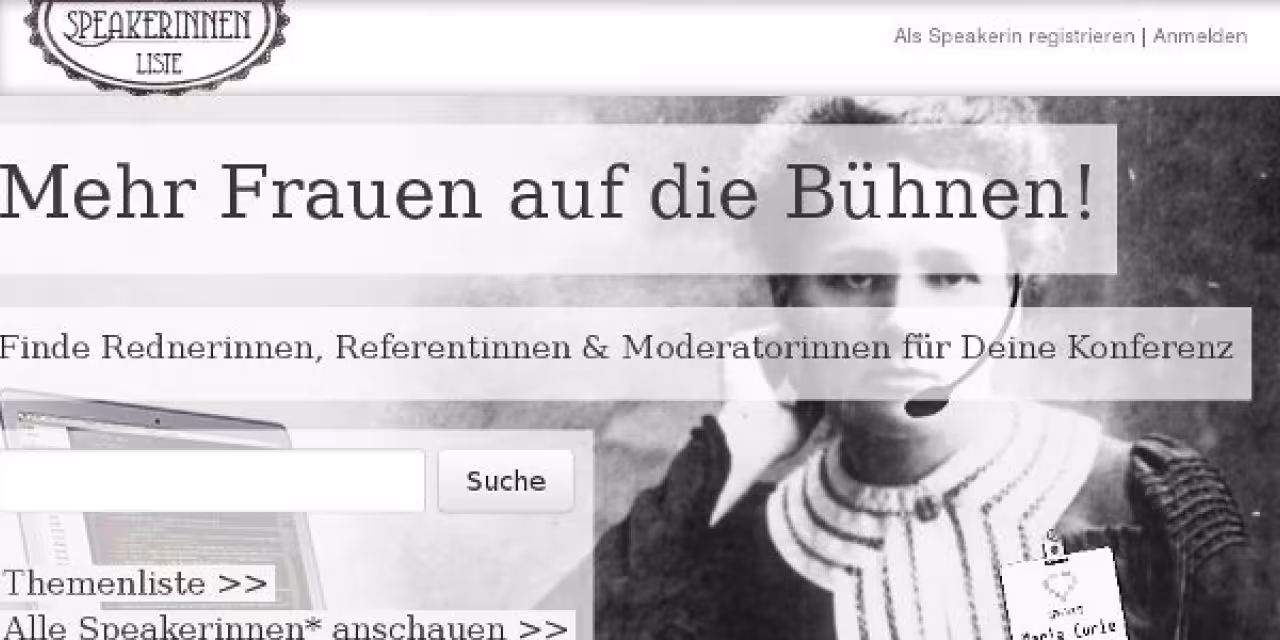 Screenshot: „Mehr Frauen auf die Bühne“.