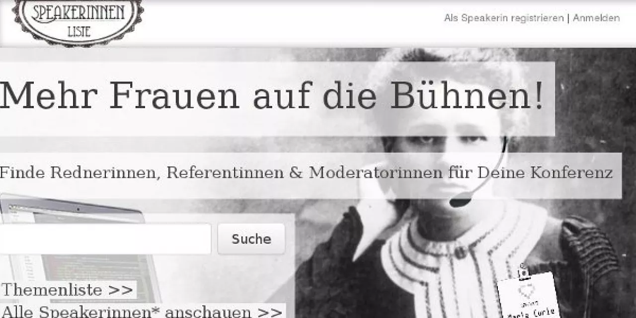 Screenshot: „Mehr Frauen auf die Bühne“.