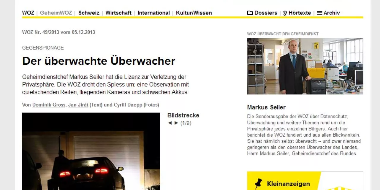 Artikel in der woz: „Der überwachte Überwacher“.